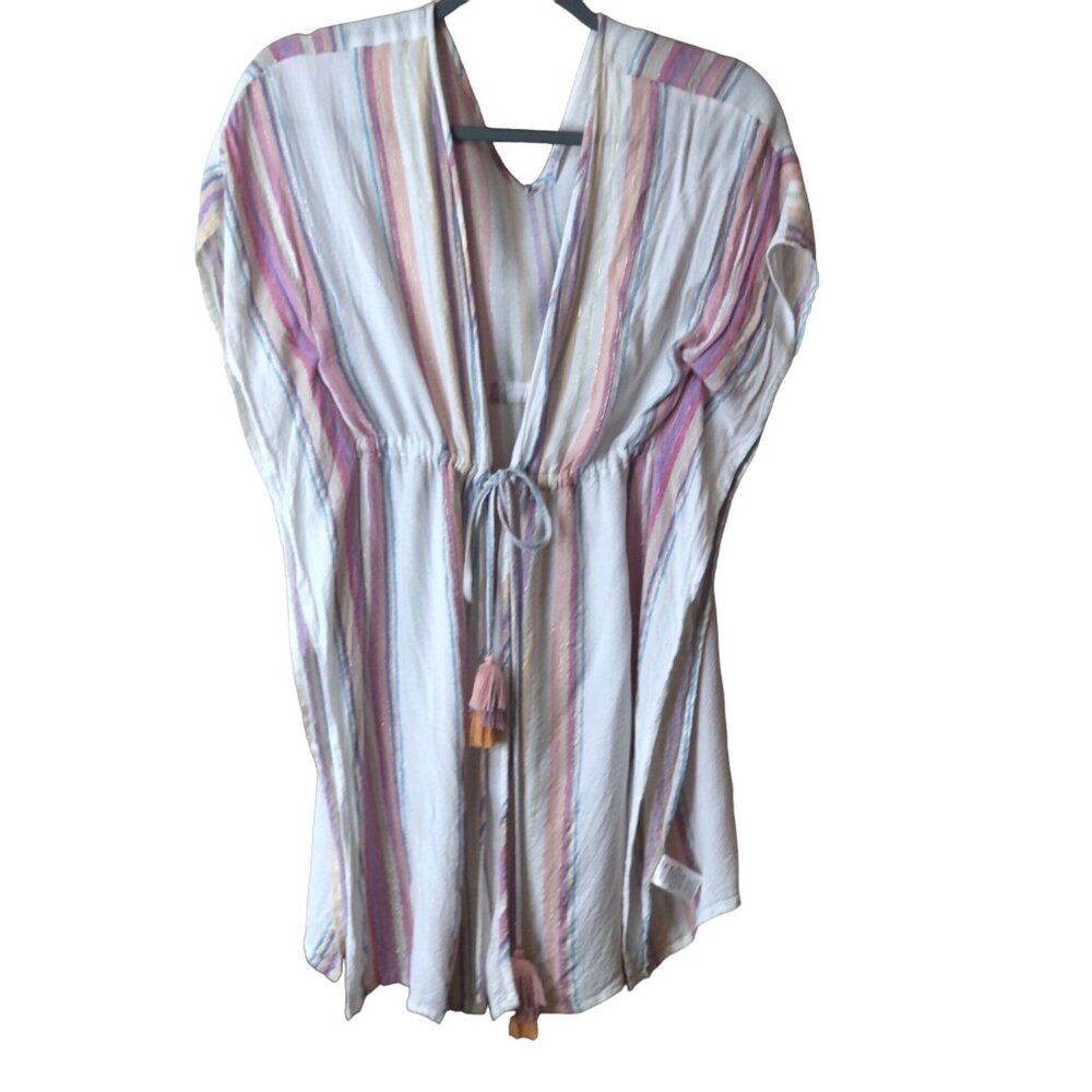 Altar'd State Swim Cover Up Size Small Drawstring Tassel Pastel Metallic Poolsid